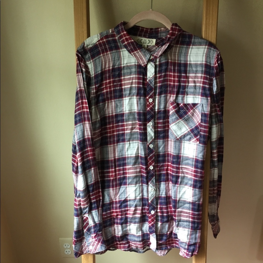 NWT - Pink Rose plaid long sleeve shirt